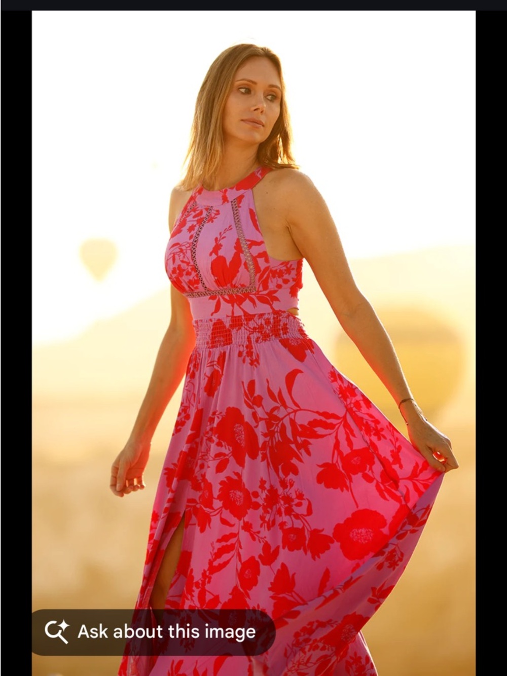 Anthropologie Abel the Label Charlotte Pink Floral Maxi Dress Size large